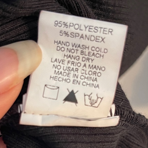 Black Ribbed Bodycon Mini Dress Size M - Picture 6 of 8